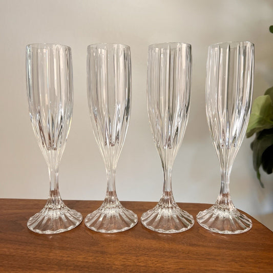 4 x Mikasa Park Lane Crystal Champagne Flutes Toasting Prosecco Barware Wedding