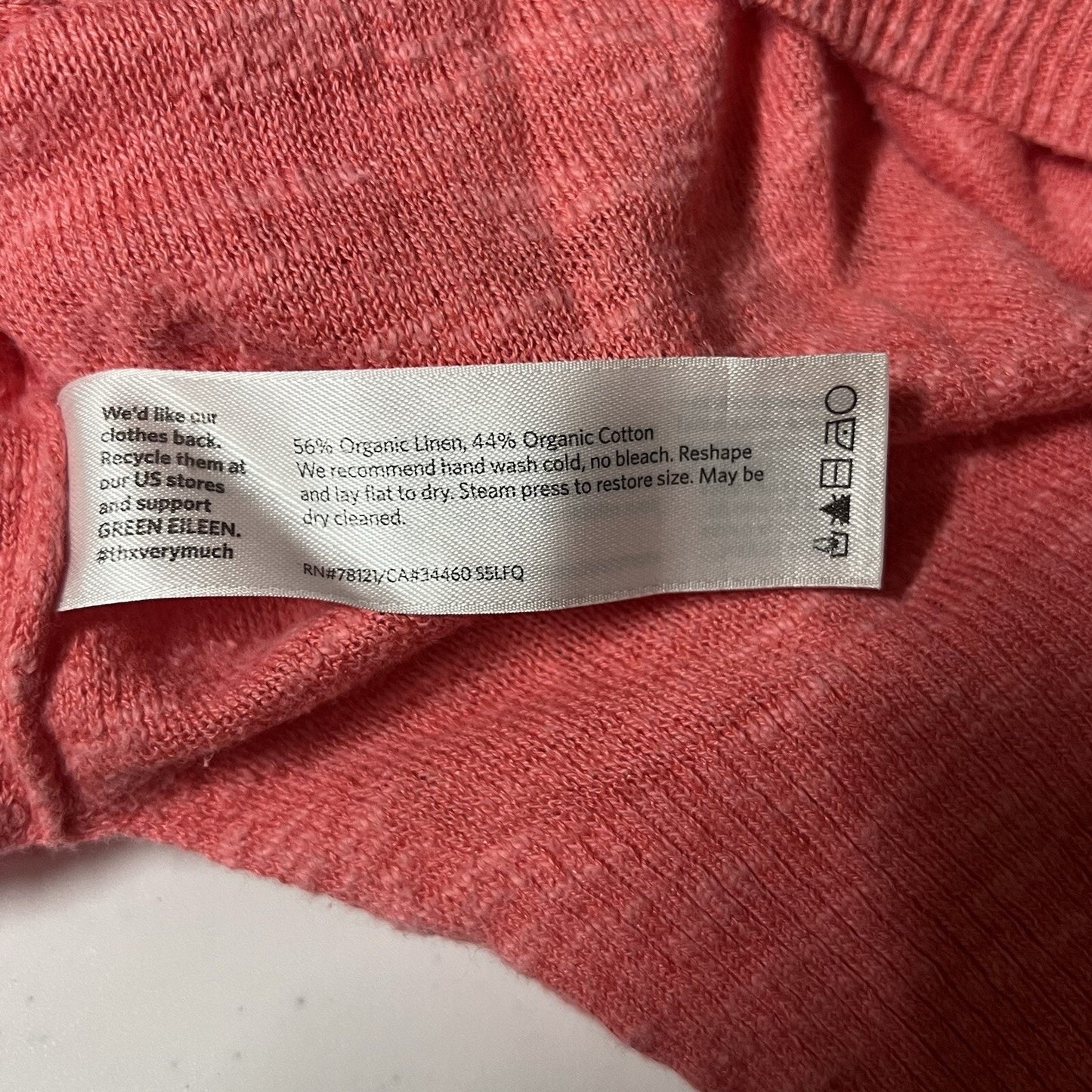Eileen Fisher Organic Linen Cotton Blend Long Sleeve High Low Shirt Pink Comfort