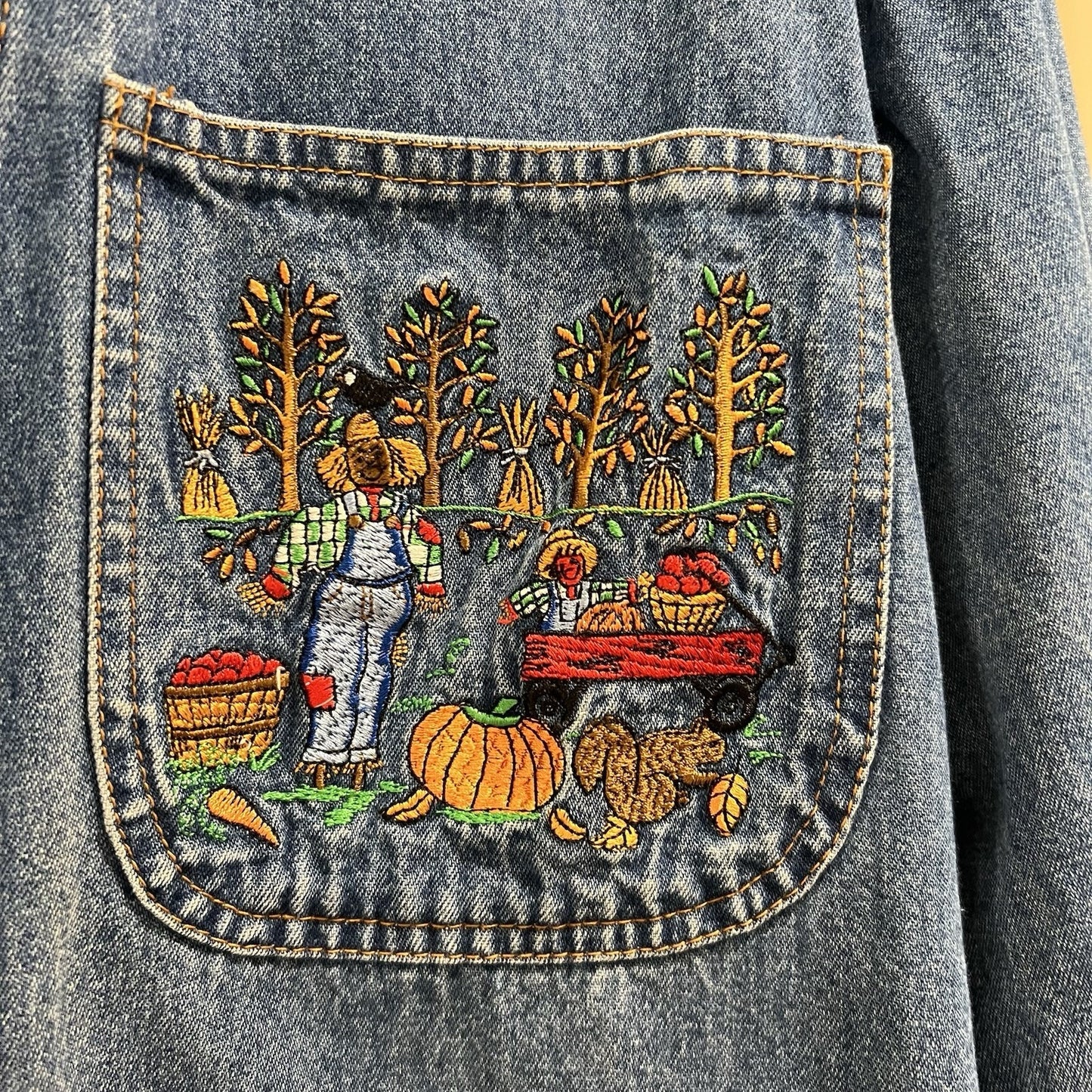 Vintage Casey Coleman Shacket (L) Jean Denim Embroidered Four Seasons Kitsch