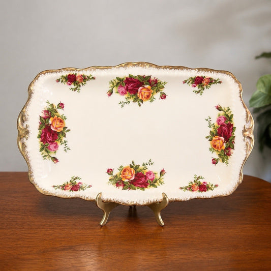 Royal Albert Old Country Roses Sandwich Tray Rectangle Bone China Serving