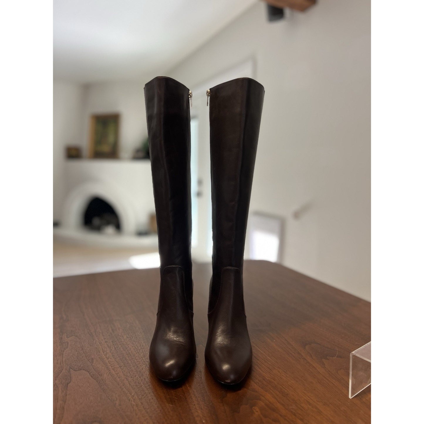 Coach "Roma" Soft Shine Calf Chocolate Brown Inside Zipper Boots Womens Size 7.5