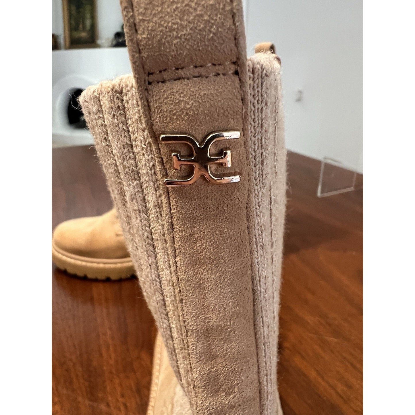 Sam Edelman Lydell Combat Boots 5 Tan Beige Ankle Booties Lug Suede Lace Up