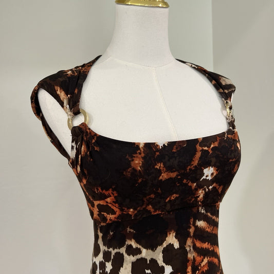 NWT Caché Dress Y2K Vintage XS (0) Animal Print Jersey Shore Clubwear Mob Wife