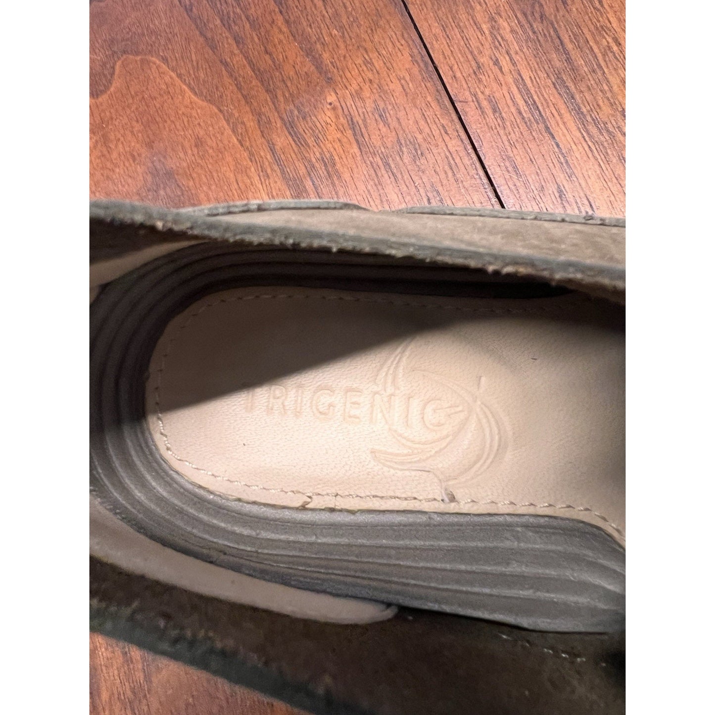 Clarks Trigenic Flex Sneakers Khaki Suede Leather Comfort Low Top Size 6 UK 3.5