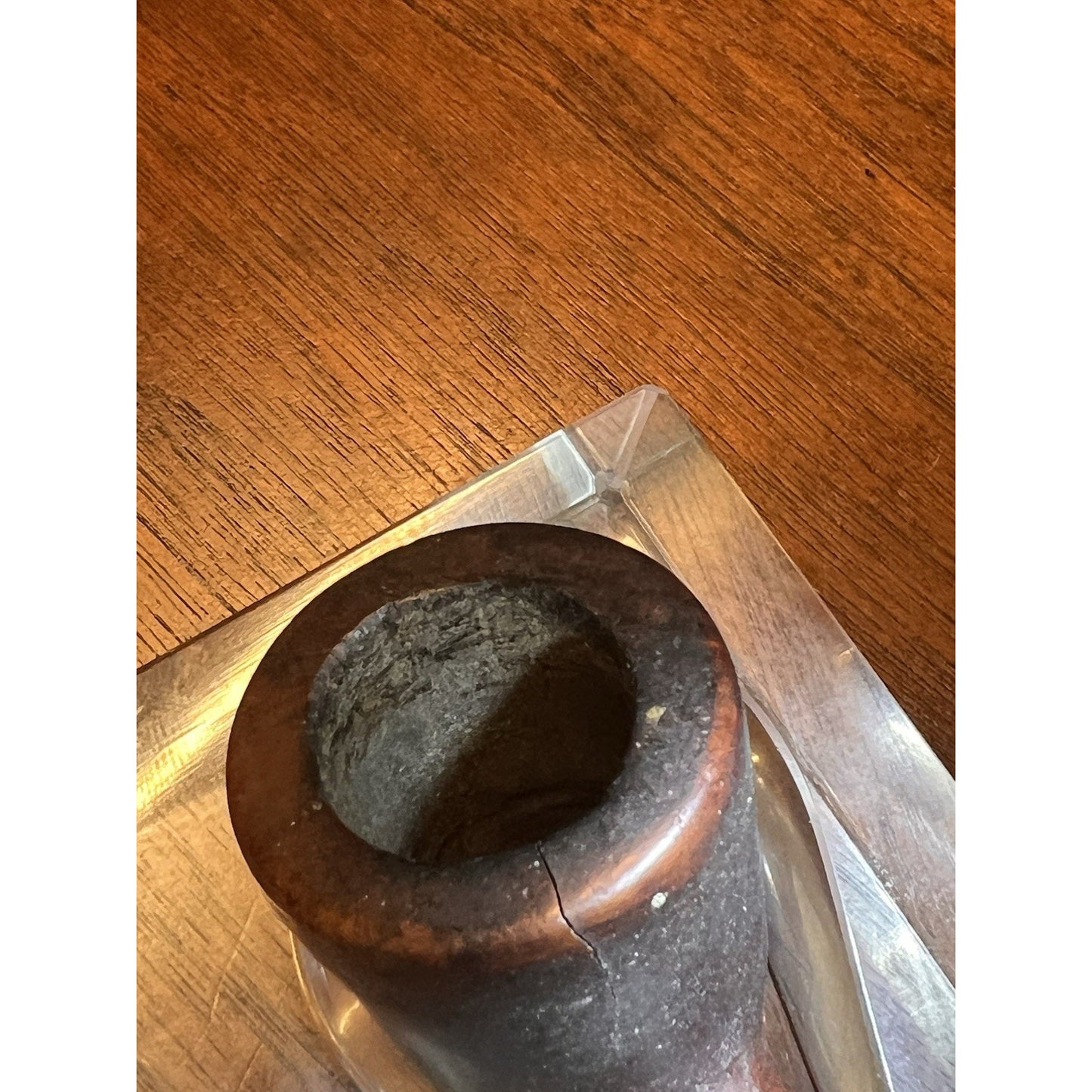 Vintage Dark Walnut Billiard Estate Pipe - Cracked Bowl
