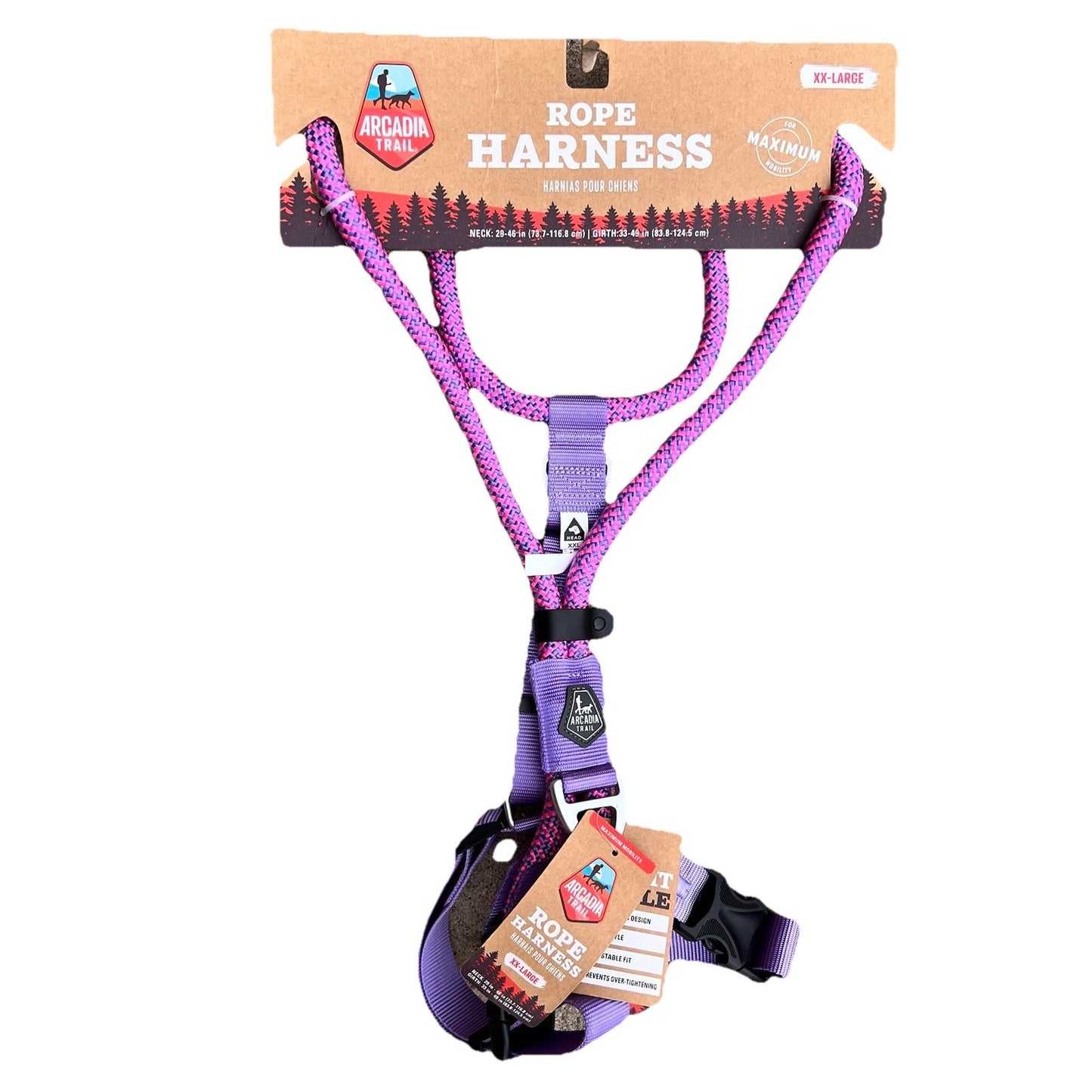 NWT Arcadia Trail XXL Dog Puppy Rope Harness Pink Purple Paracord Outdoor