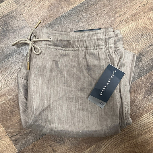 NWT Perry Ellis Women Linen Short 32” Med 7” Inseam High Rise Stretch Tan Preppy