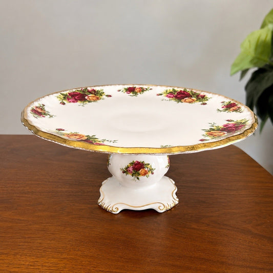 Royal Albert Old Country Roses Tazza Cake Plate Stand Pedestal 9” Bone China