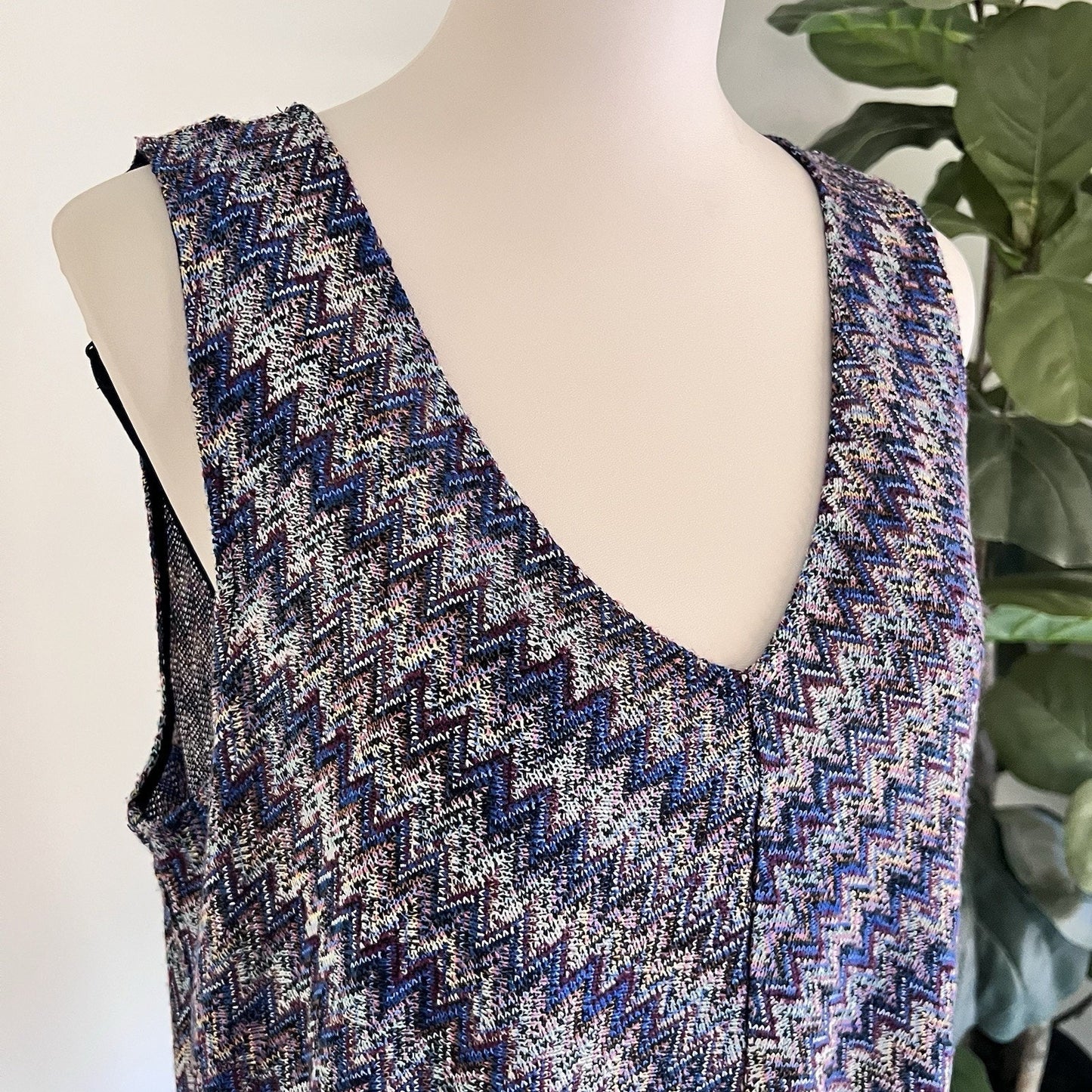 Maeve Anthropologie (L) Sleeveless Drop Waist Knit Blue Dress Y2K Knit