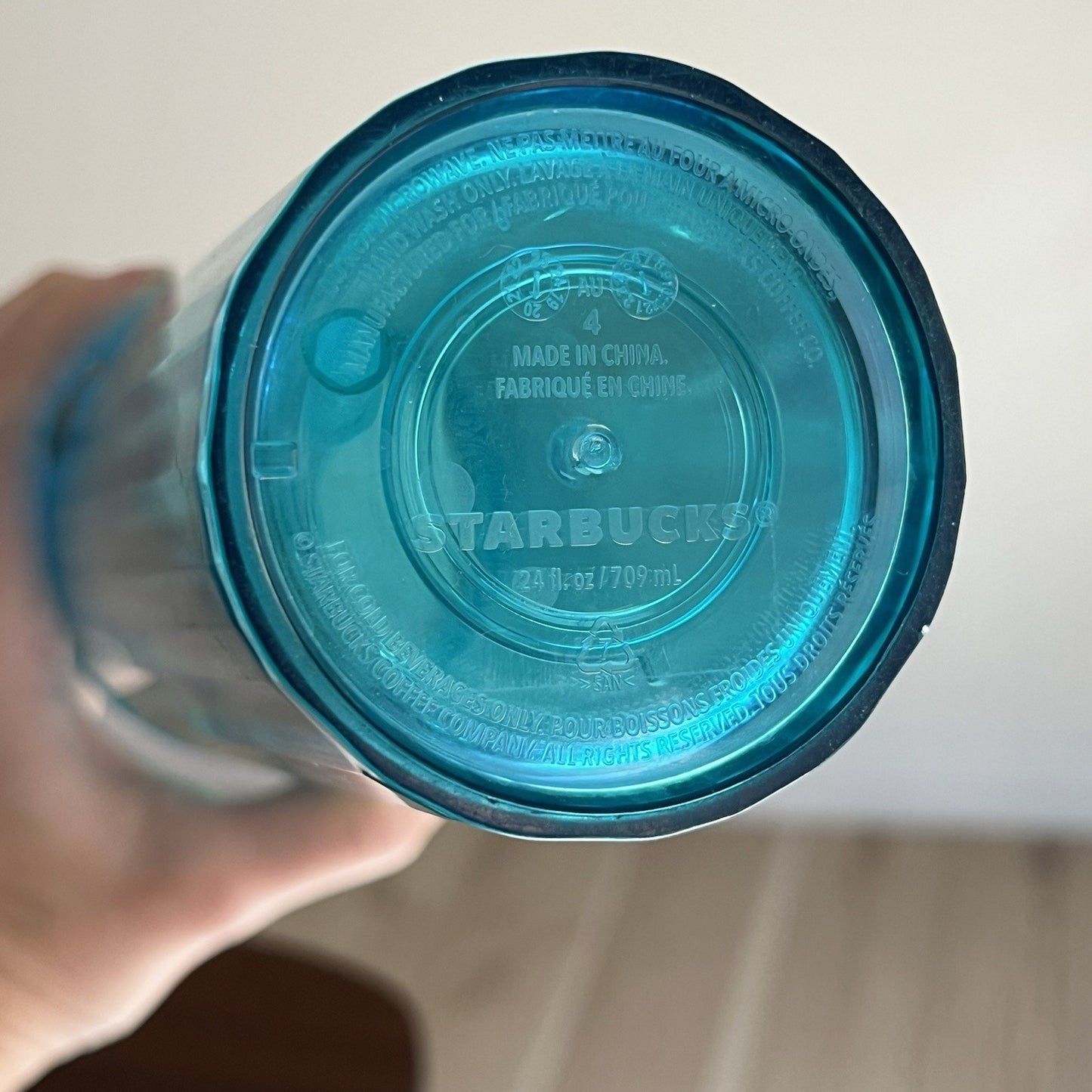 Starbucks Venti Turquoise Blue Iridescent Kaleidoscope Tumbler 24 oz Straw