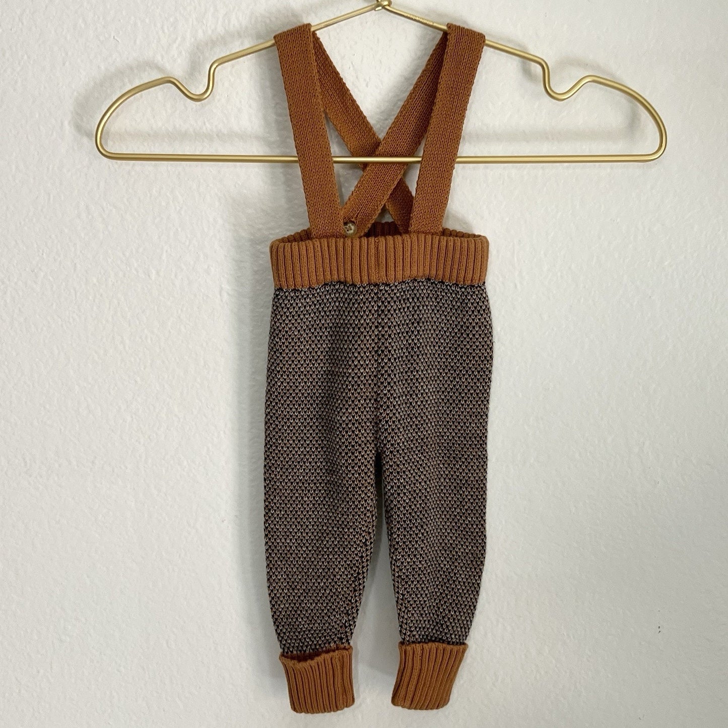 TUN TUN Suspender Pants Pima Cotton Ribbed 3-6 Mo Baby Designer Handmade Artisan