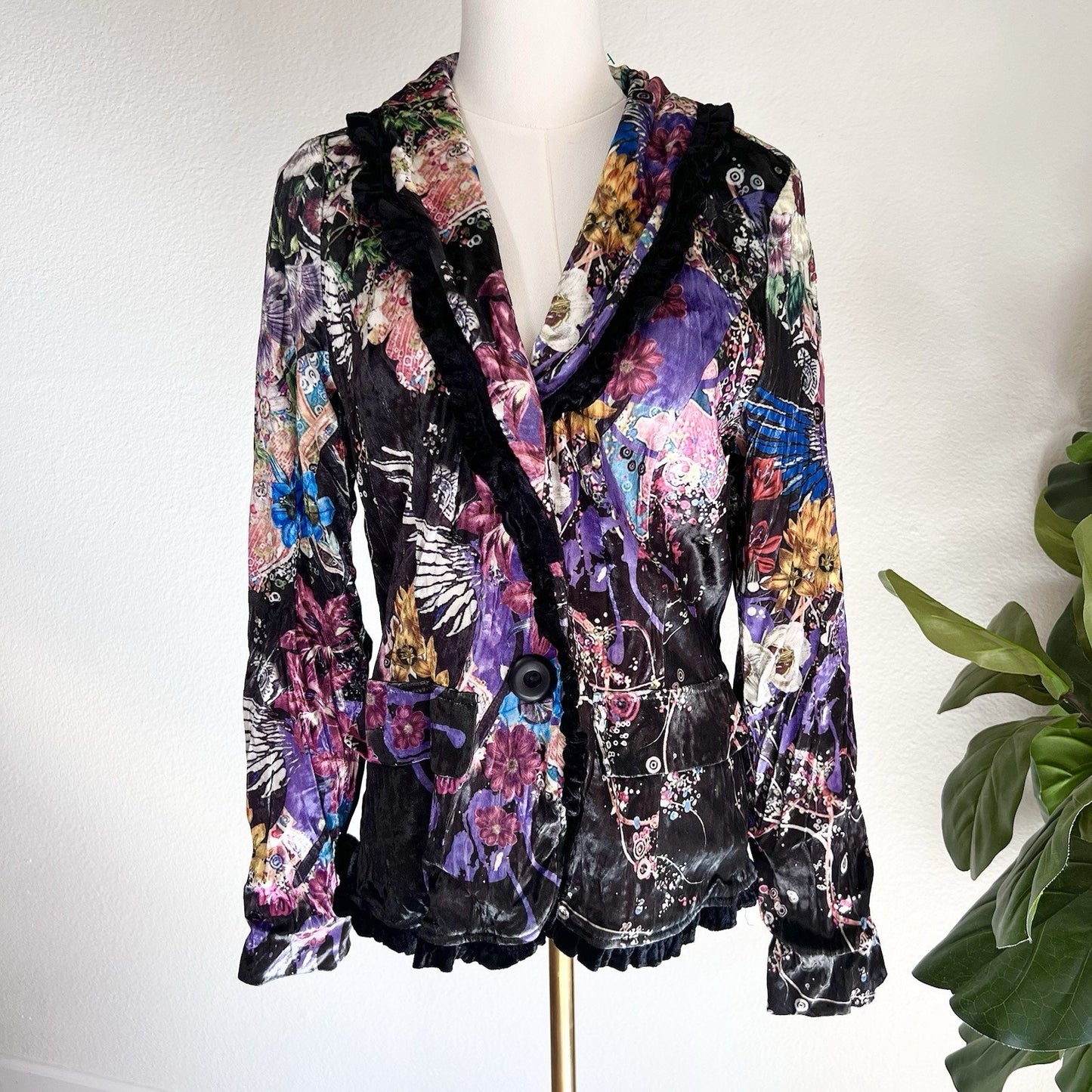 Alberto Makali Velvet Blazer Floral (L) Gothic Witchy Romantic Wearable Art