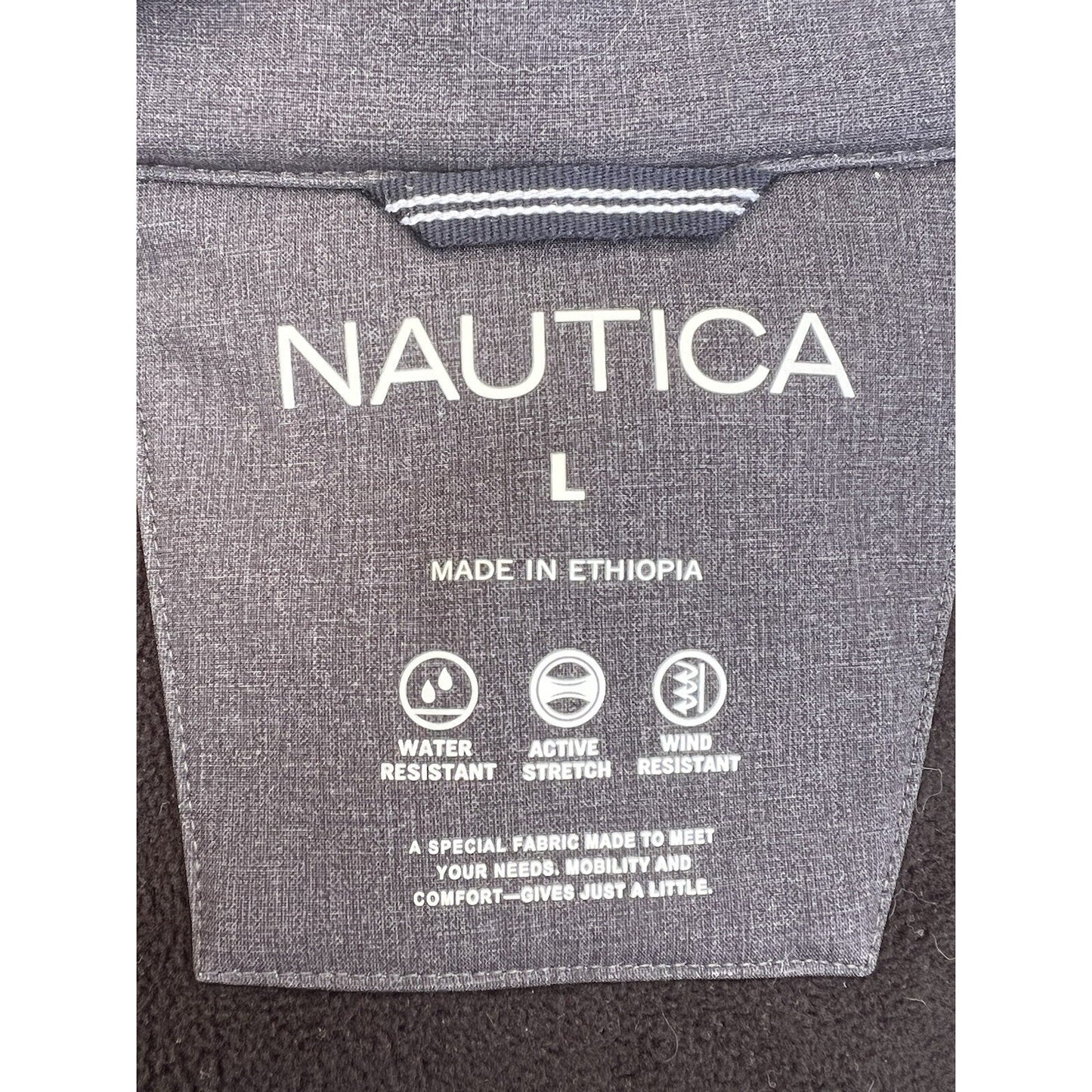 Nautica Men's (L) Heather Gray Fleece Lined Stretch Soft Shell Full Zip Jacket