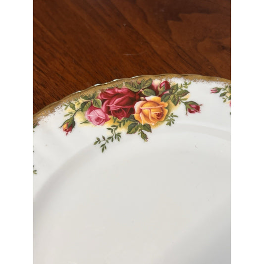 6 x Old Country Roses Royal Albert Dinner Plates 10” Gold Trim Bone China 1962
