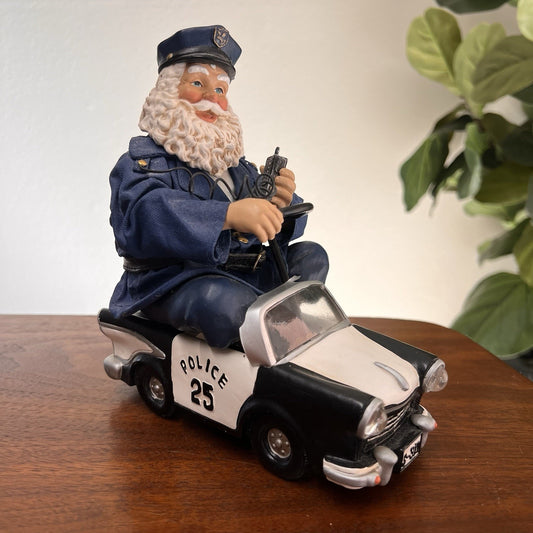 Vintage Kurt Adler Fabriché Santa Claus Police Officer Cop Car Law Enforcement