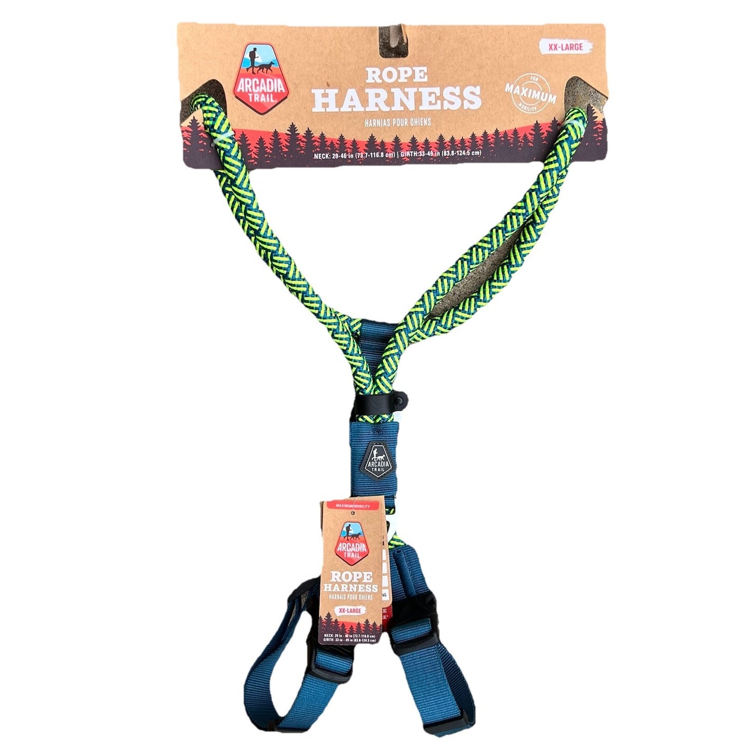 NWT Arcadia Trail XXL Unisex Dog Puppy Rope Harness Green Blue Paracord Outdoor