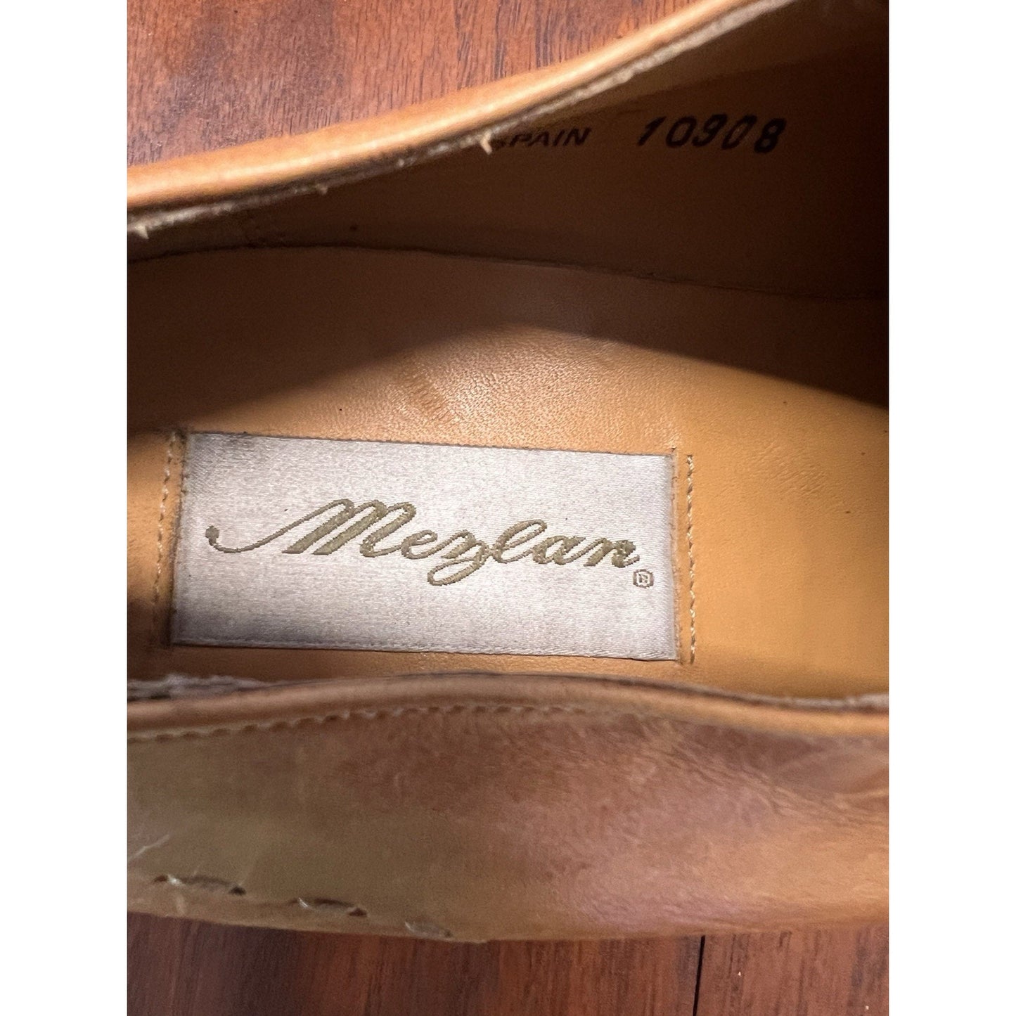 Mezlan Maranello Sz10 M Tan Calfskin Leather Braided Trim Square Toe Derby Shoes