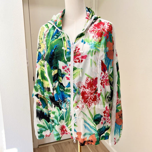 Anatomie Windbreaker Jacket Lg August Botanical Hooded Lightweight Tropical
