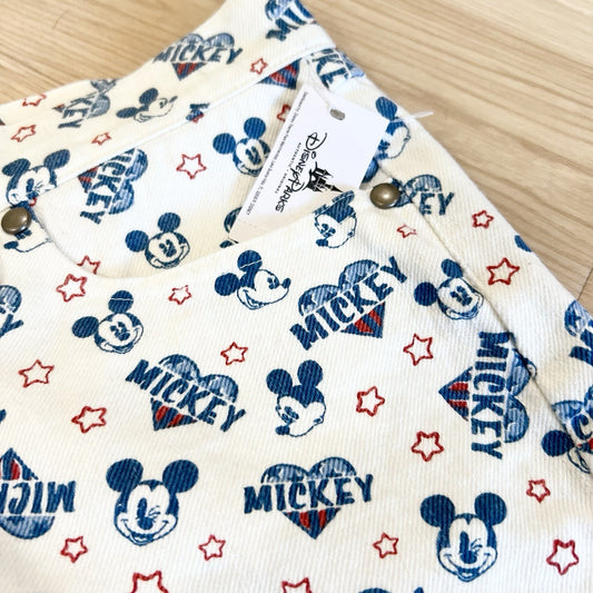 Disney Boutique Mickey Mouse Shorts Medium 10 Raw Hem Patriotic White Blue Red