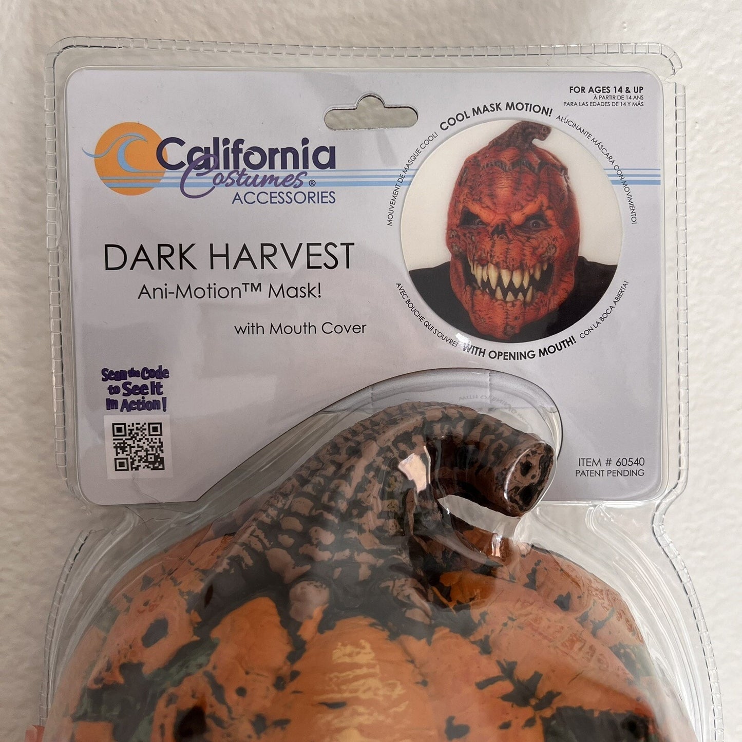 NEW Dark Harvest Pumpkin Ani-Motion Scary Halloween Mask California Costumes