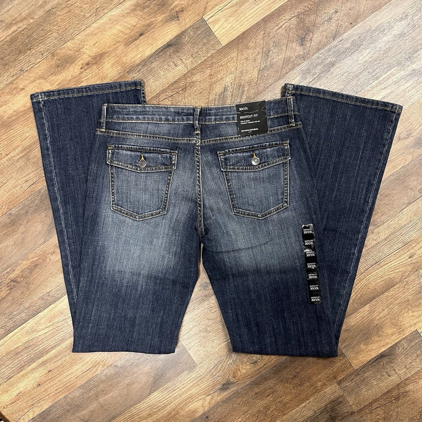 NWT Banana Republic Sz 10 Long Bootcut Jeans 30/10L Dark Low Rise Straight