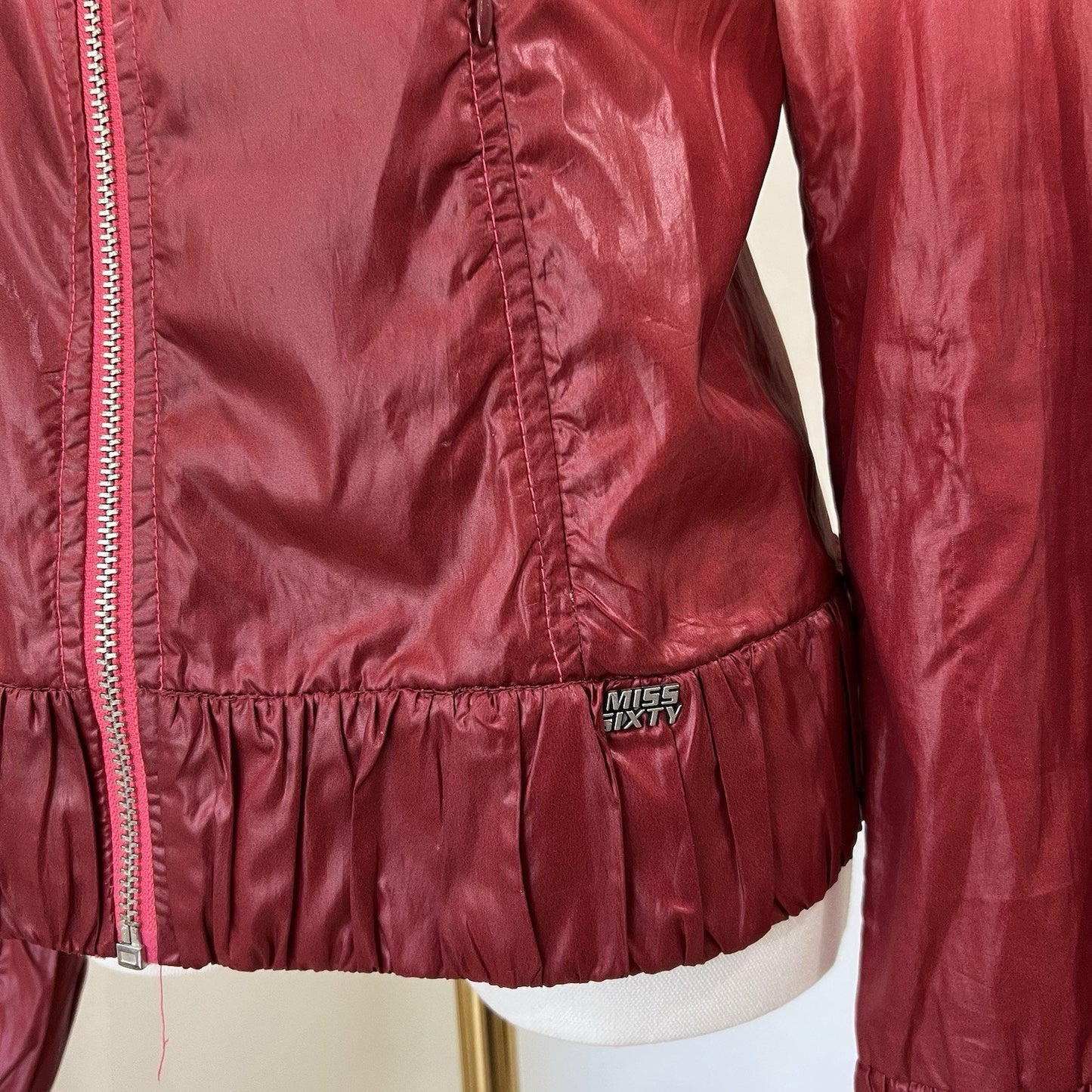 Miss Sixty XS Moto Jacket Windbreaker Y2K Pink Ombré Iconic McBling Eurotrash