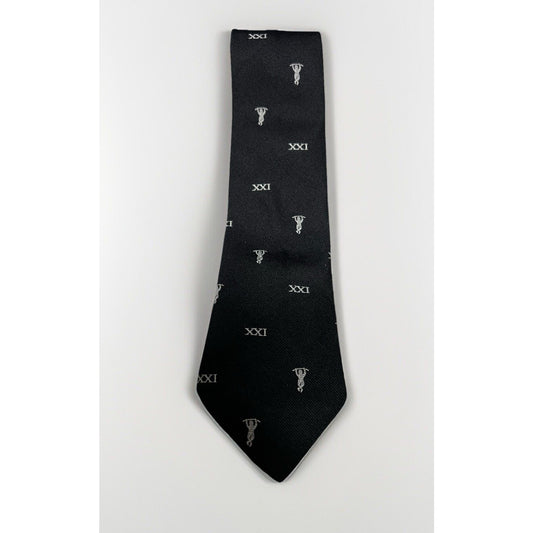 Vintage Crimplene Men’s XXI Black Acrobat Tie Made From Terylene 50” L x 3.25” W