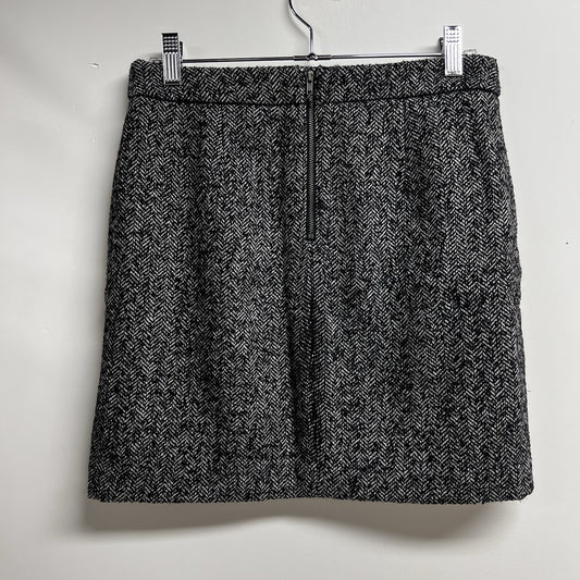 NAF NAF Skirt 29” Wool Tweed Herringbone Floral Embroidered Academia Preppy