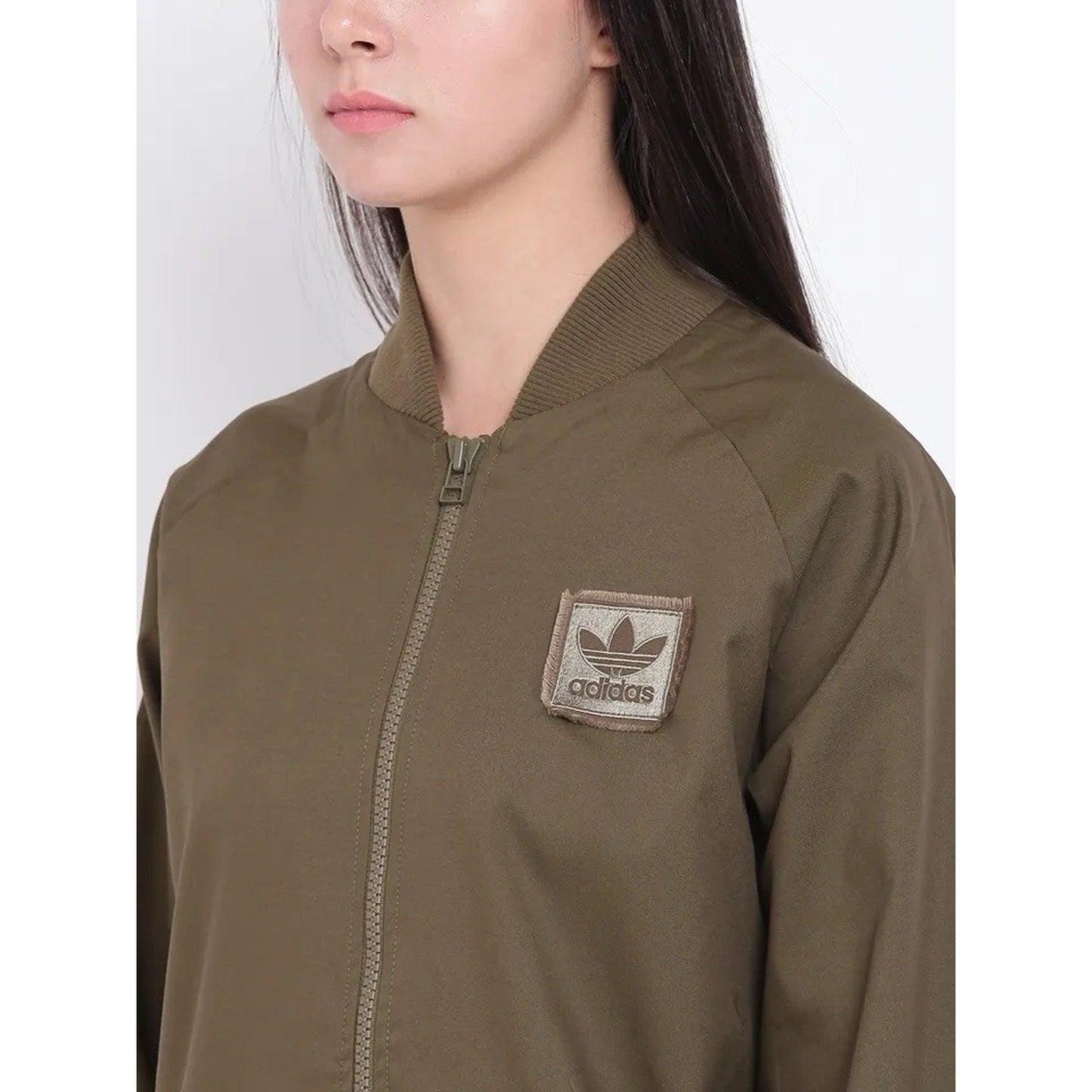 Adidas Long Bomber Jacket (L) You Can't Practice Attitude Army Green Military