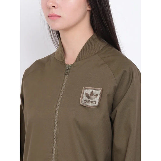 Adidas Long Bomber Jacket (L) You Can't Practice Attitude Army Green Military