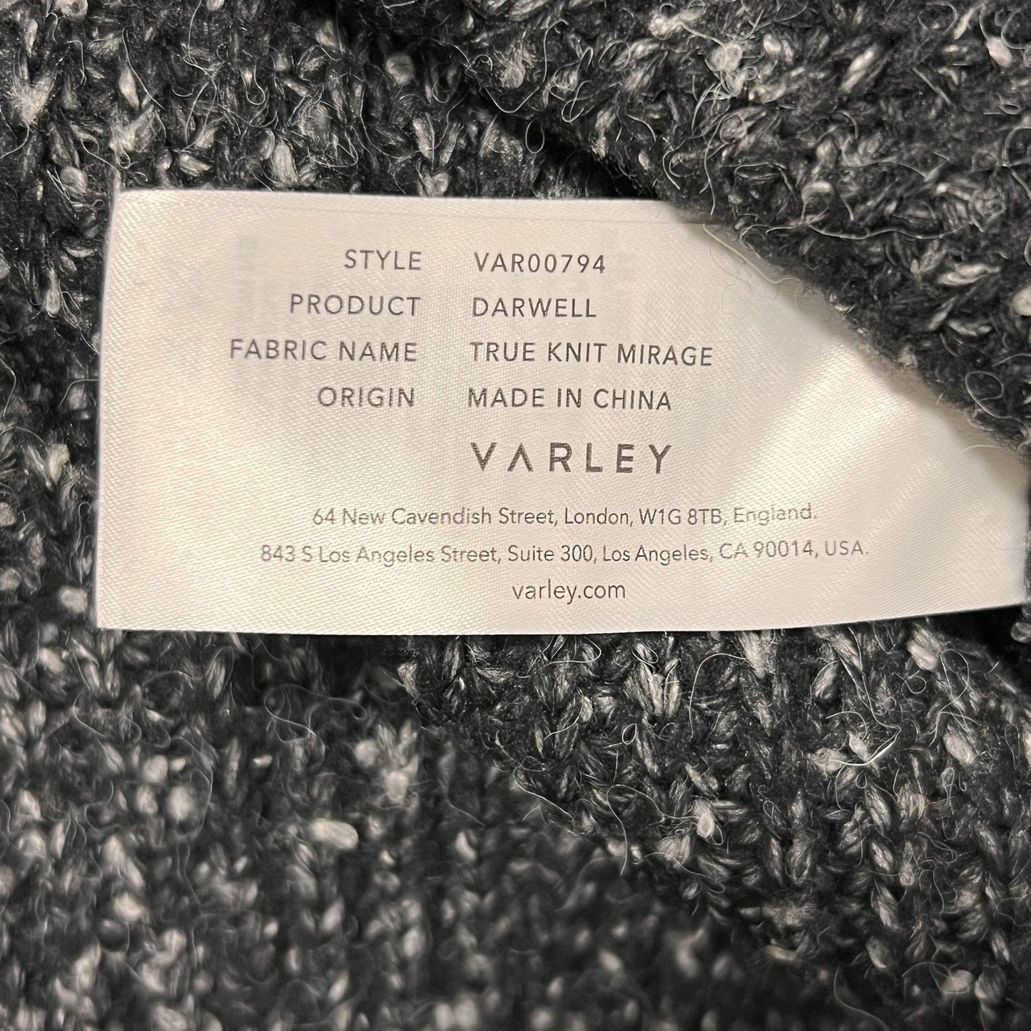 Varley Darwell Mock Neck Sweater (M) Black/Grey Oversized Knit Slouchy Cozy