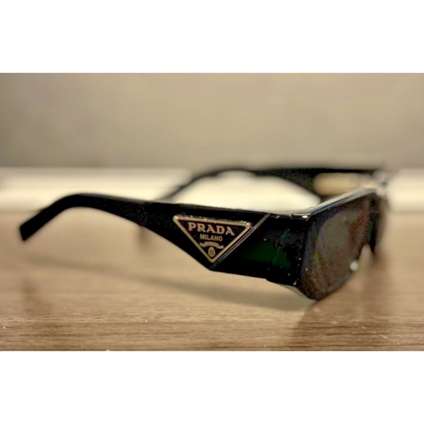 PRADA Milano Women's Rectangle Sunglasses Black Frame Black Lenses
