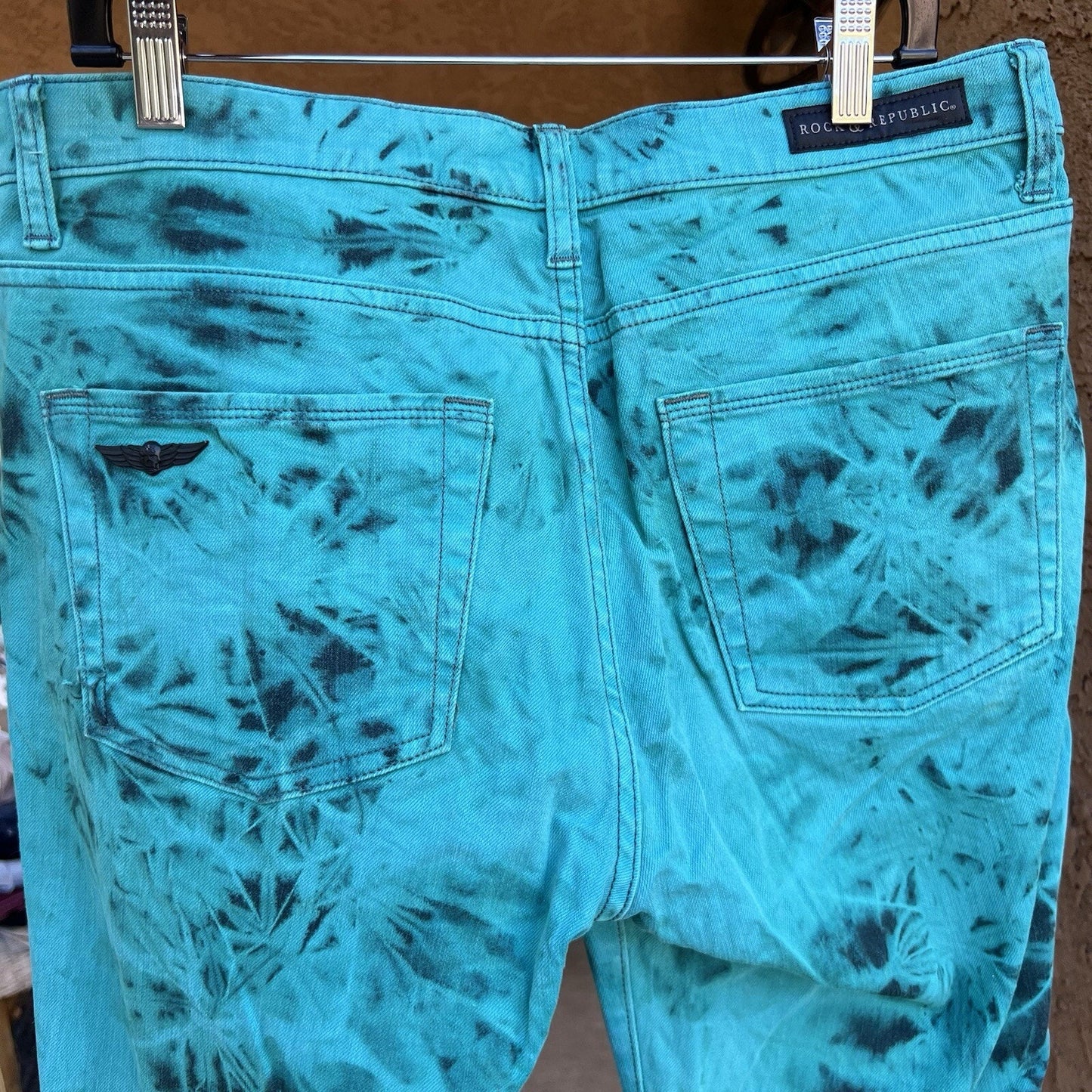 Rock Republic Berlin Tie Dye Jeans 14M 35” Skinny Jean Hippy Festival Funky