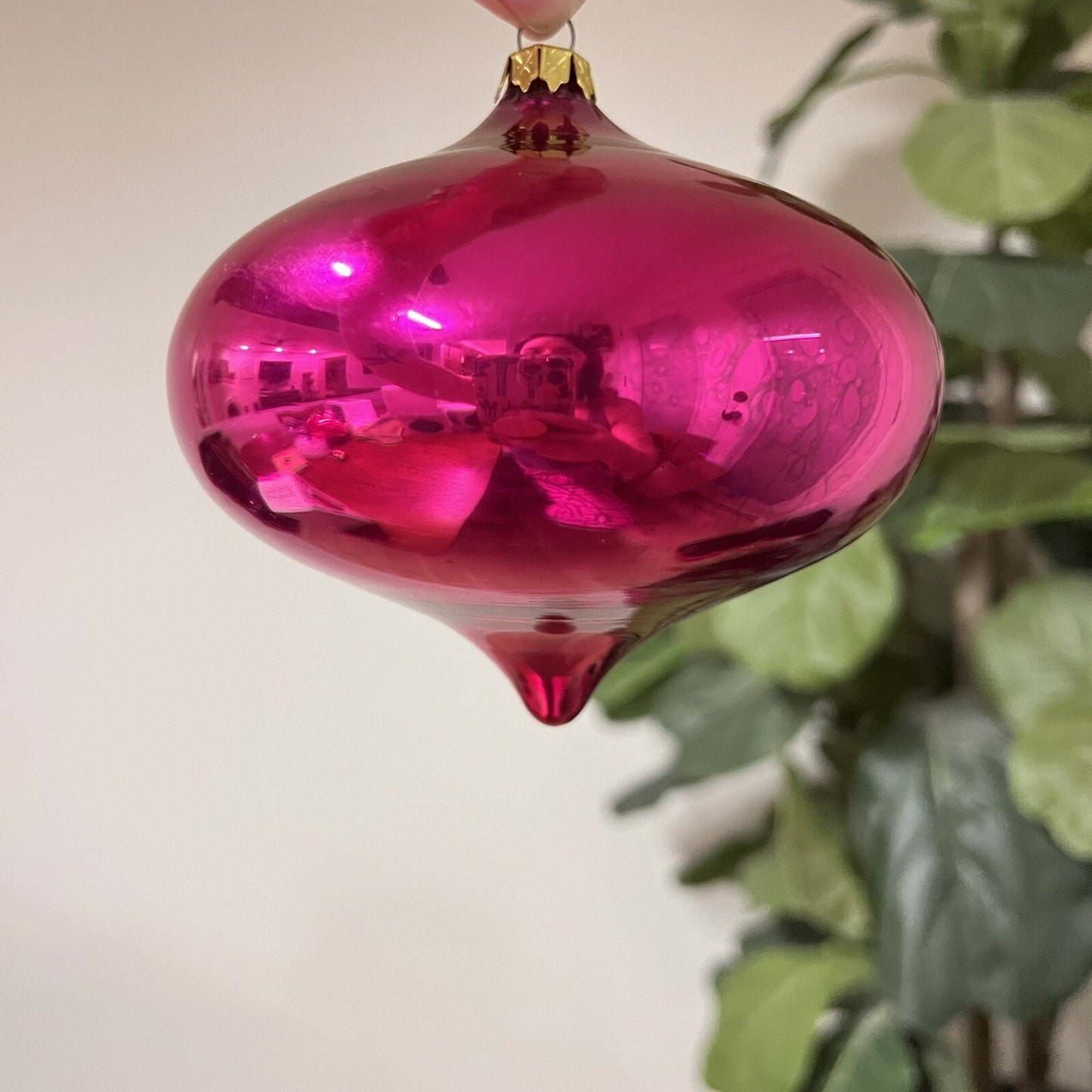 Handblown Department 56 Pink 5” Mercury Glass Tear Drop Ornament #4829-1