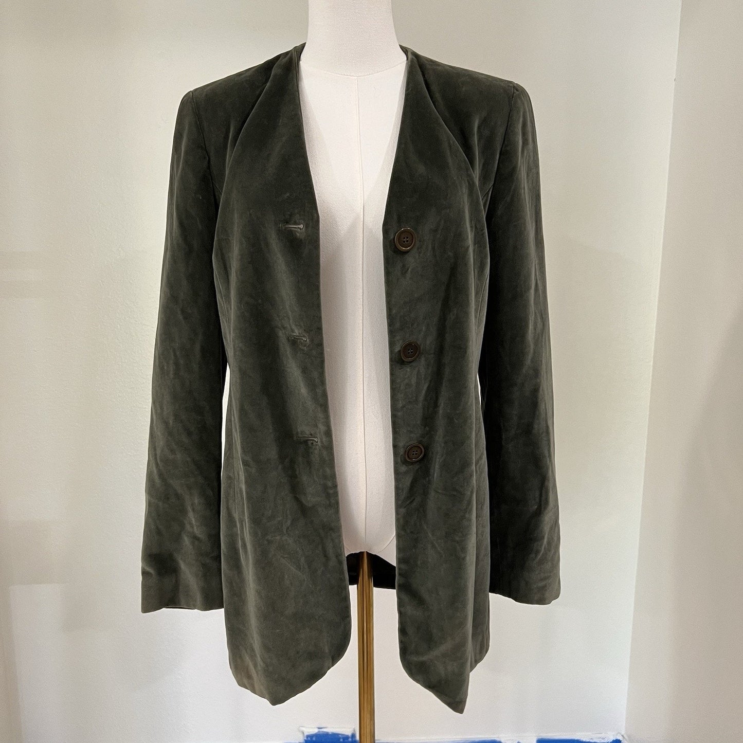 Vintage Bally Switzerland Longline Blazer Jacket Women 6 Collarless Minimalist