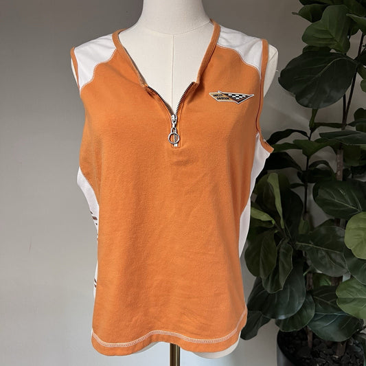 Vintage Harley Davidson XL Women’s 1/4 Zip Sleeveless Shirt Tank Top w Patch