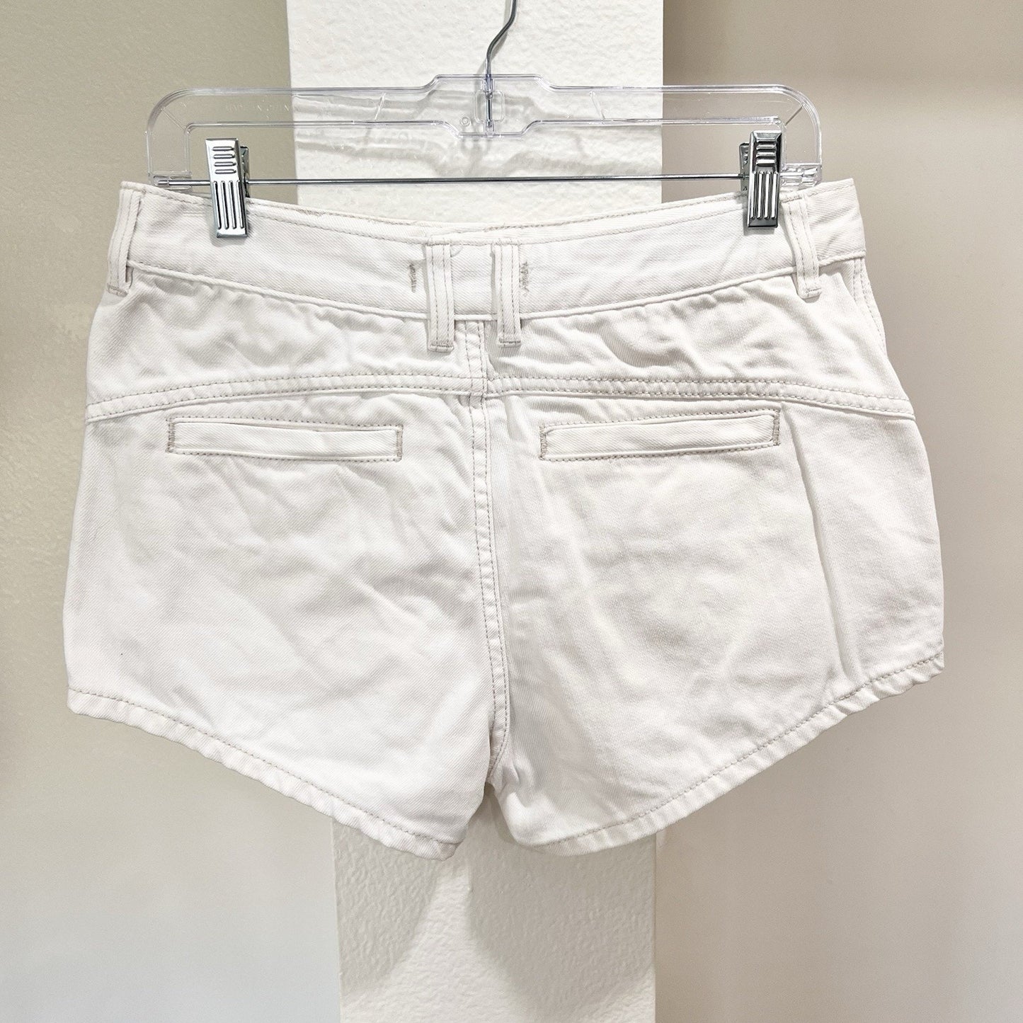 FREE PEOPLE Sweet Surrender Denim Shorts Sz 28 White Lace Embroidery Festival