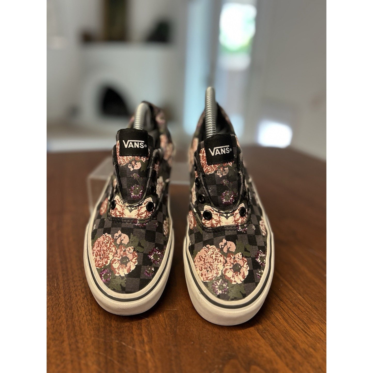 Vans Doheny Black Grey Checkered Pink Floral Design Women’s Size 6