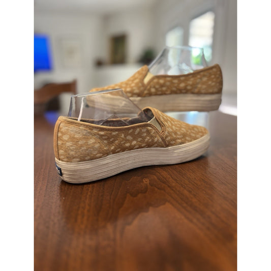 Keds Anthropologie Platform Leopard Print Calf Hair Slip-On Sneakers Women's 9