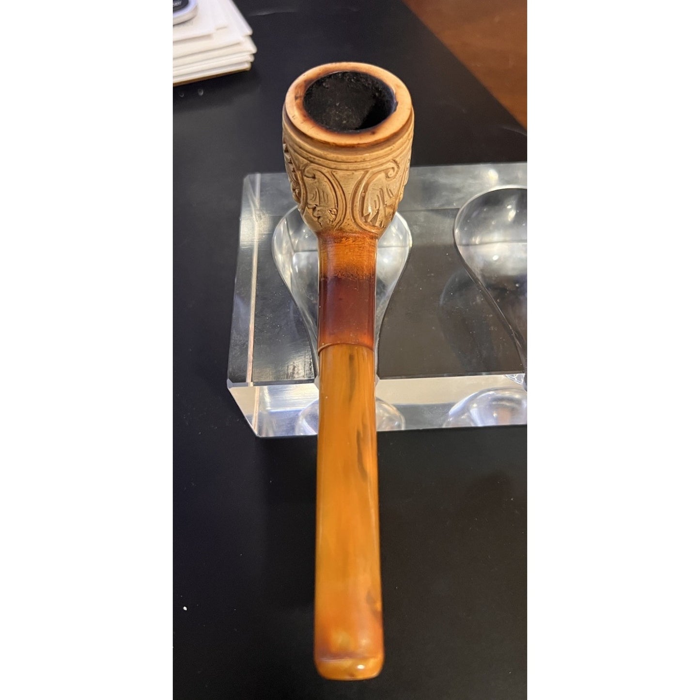 Vintage Hand Carved Meerschaum Bulldog Estate Tobacco Pipe
