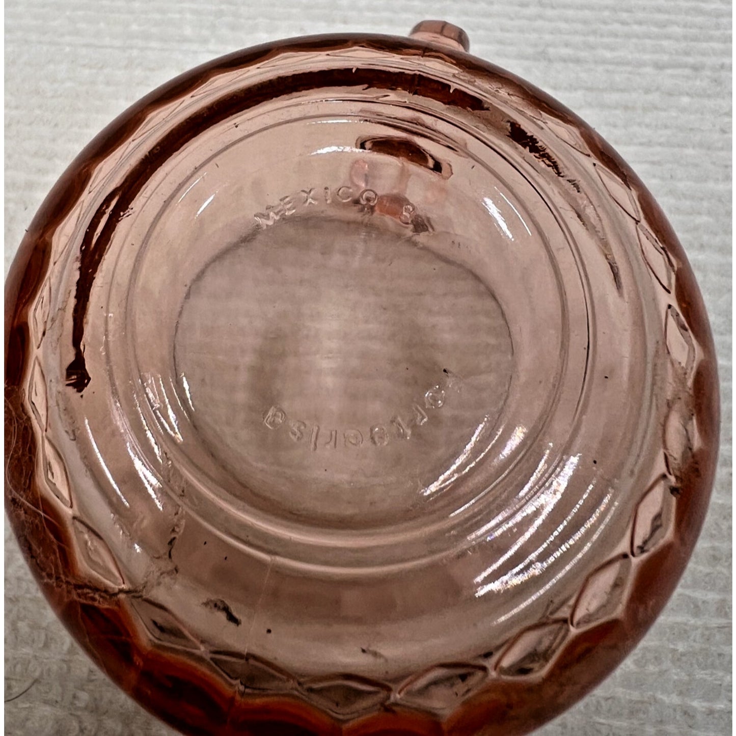 Vintage Fortecrisa Pink Ribbed Glass Mug Replaement Mexico