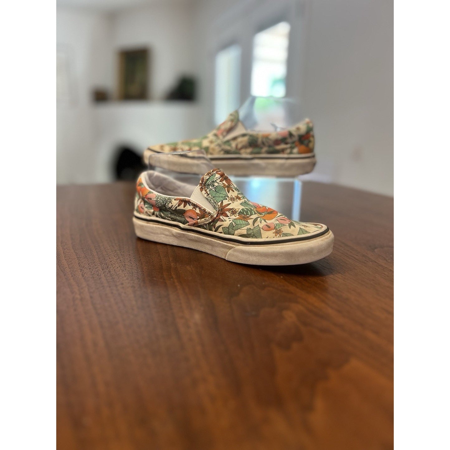 Vans Classic Slip-On Multi Tropic Floral Women’s Size 7 Sneakers Orange Green