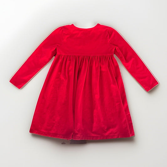 Hanna Andersson 130 (8T) Red Ruffle Kids Girls Dress Cotton Crochet Long Sleeve