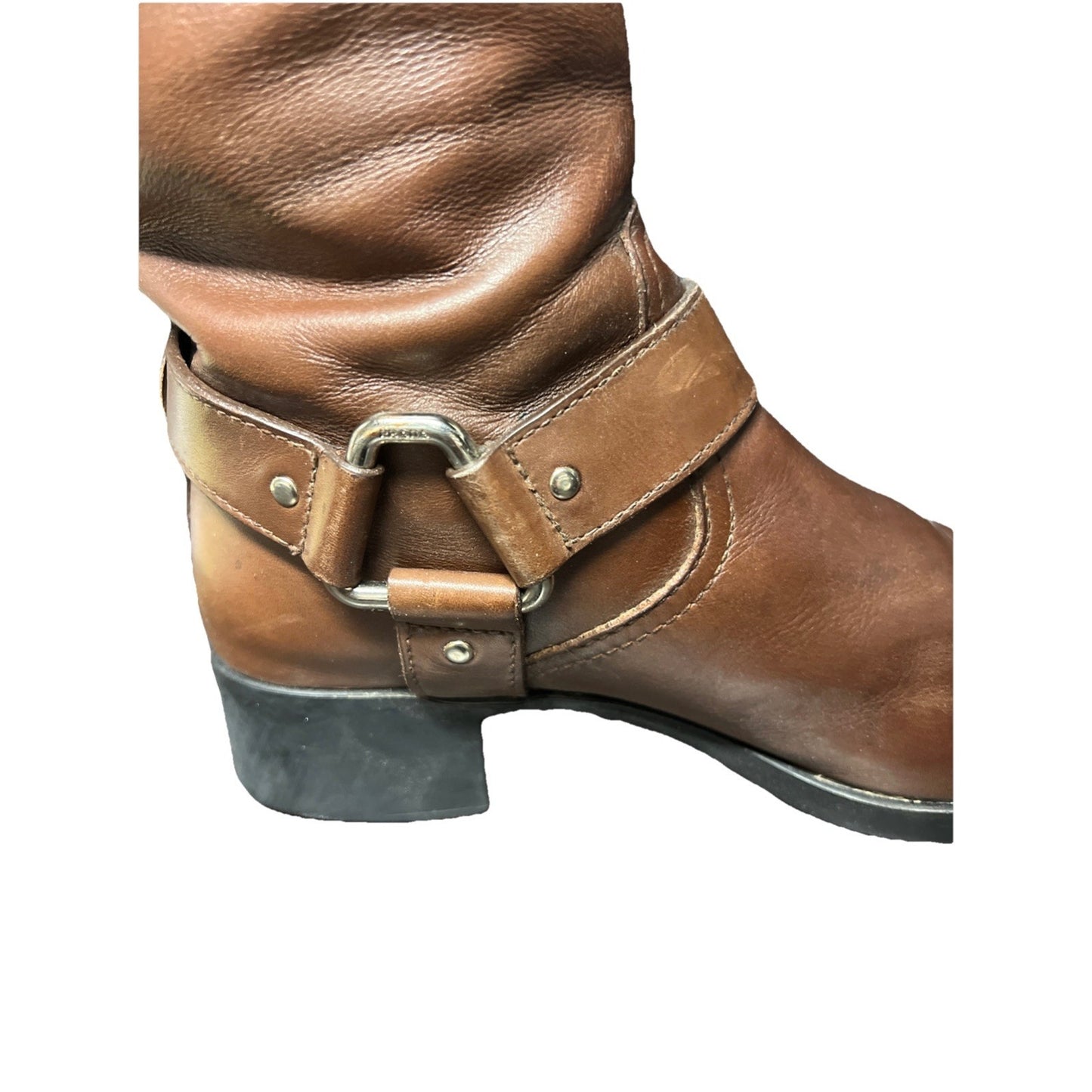 Prada Women’s 4911 Knee High Brown Leather Riding Boots Sz. 5 With Buckles