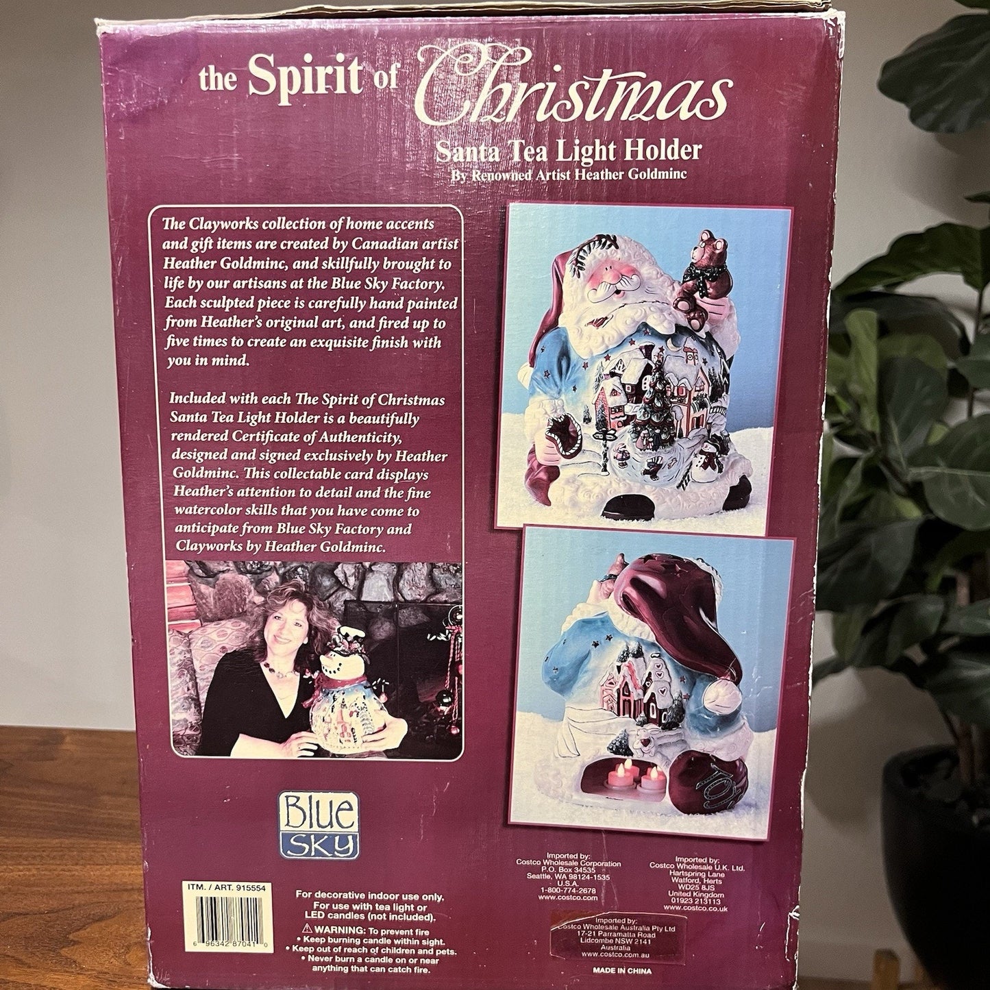 Blue Sky “Spirit Of Christmas” Santa Tea Light Heather Goldminc 22k Gold w Box