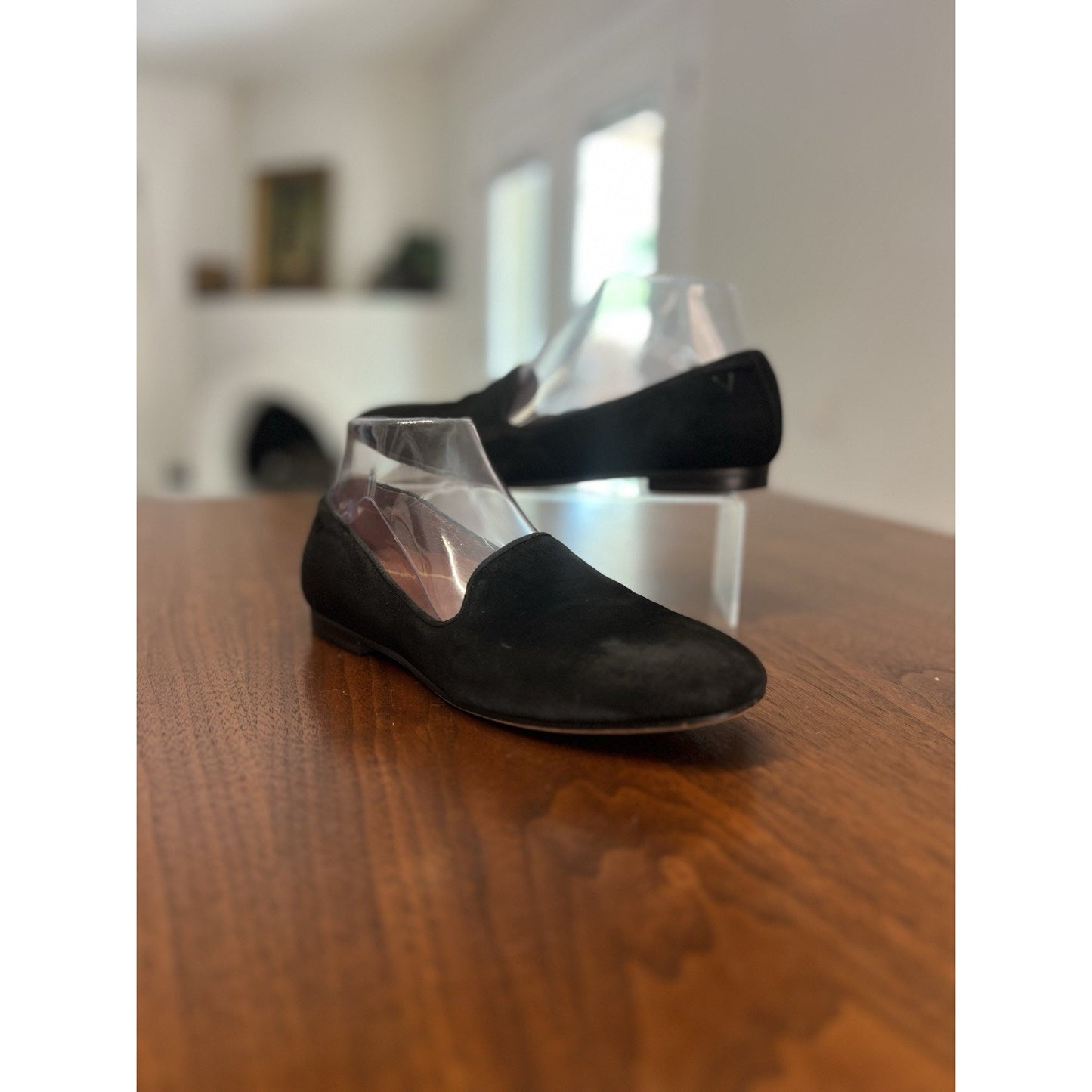 VIONIC Willa Black Suede Smoking Slipper Loafer Flat Arch Support Women Size 6.5