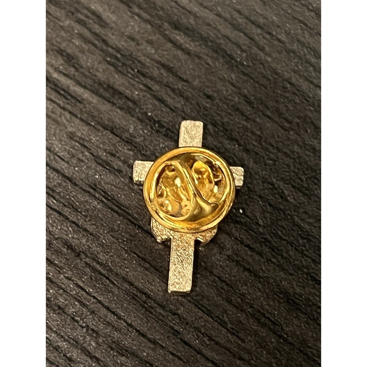 Gold-plated Christian Cross Lapel Pin Draped w/ PurpleShroud