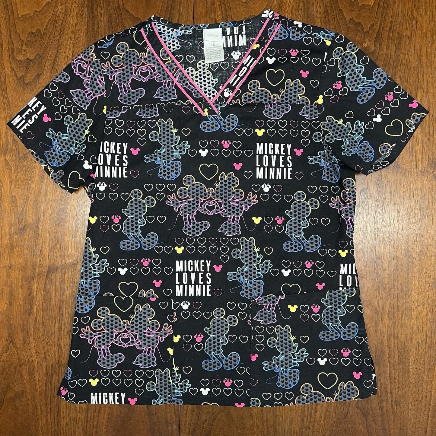 Lot of 4 Disney Scrub Tops Mickey Minnie Mouse Tooniforms Cherokee (S) AOP