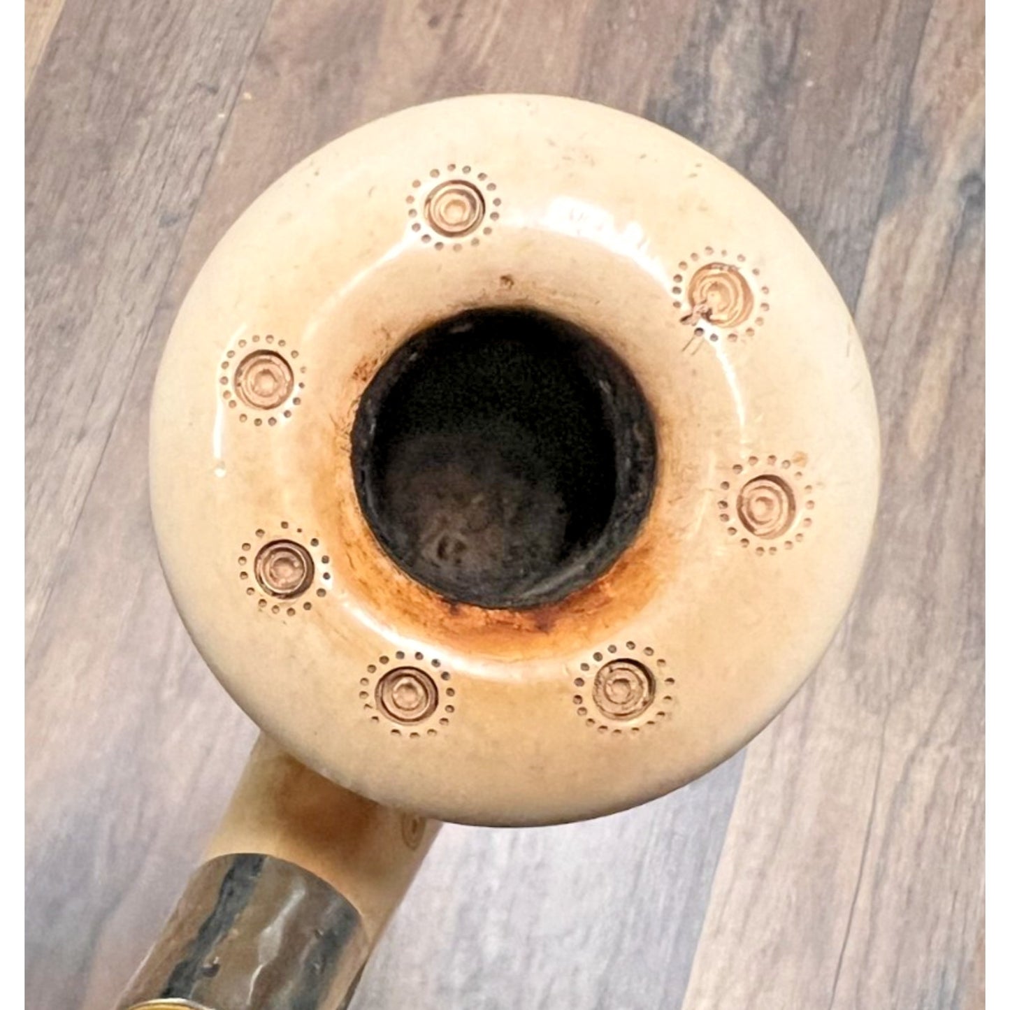 VTG Lattice-Carved Meerschaum Flared Dublin Bent Stem Pipe Real Silver Band Case
