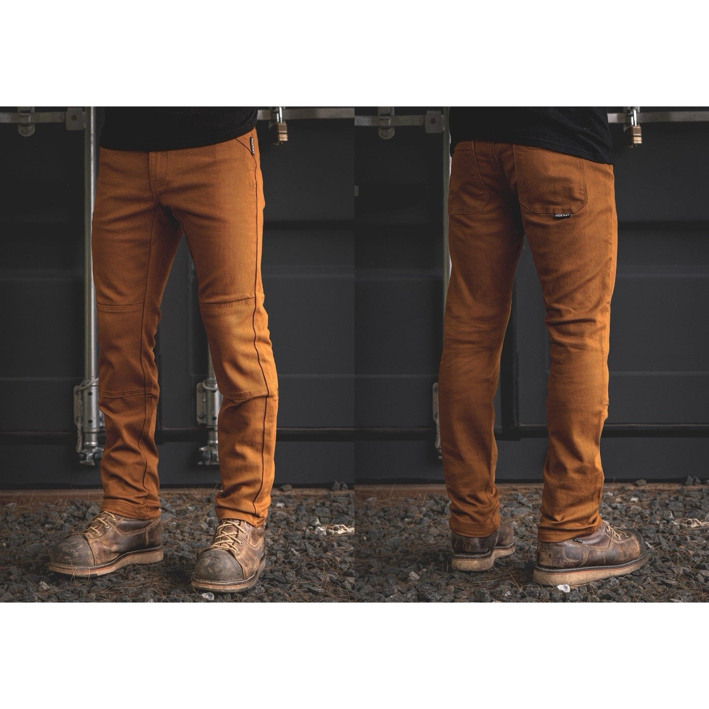 Huxtley FX-1 Work Pants 36x30 Triple Stitch Double Knee Adjustable Waist Brown